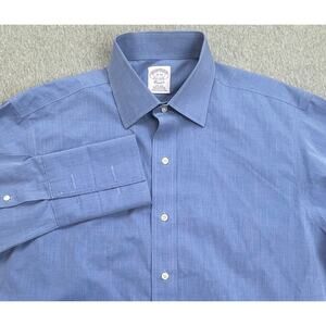 Brooks Brothers Shirt Men 15 - 33 Blue Classic 100% Cotton Butt Up French Cuff